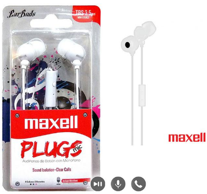 Maxell audífono in ear plugs con micrófono blanco 347365 MX00168